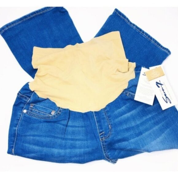 Seven7 Maternity Womens 5 Pockets Cropped Flared Bootcut Jeans Sz 12 New - Picture 4 of 10